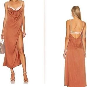 Brand New For Love & Lemons Chocolate Brown Viv Maxi Dress In Size XS.